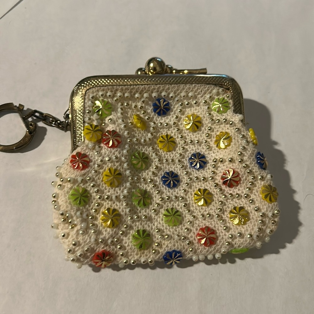 Beaded Change  Coin Wallet with Key Chain